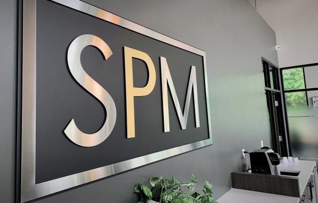 Interior view of sign at SPM financial office